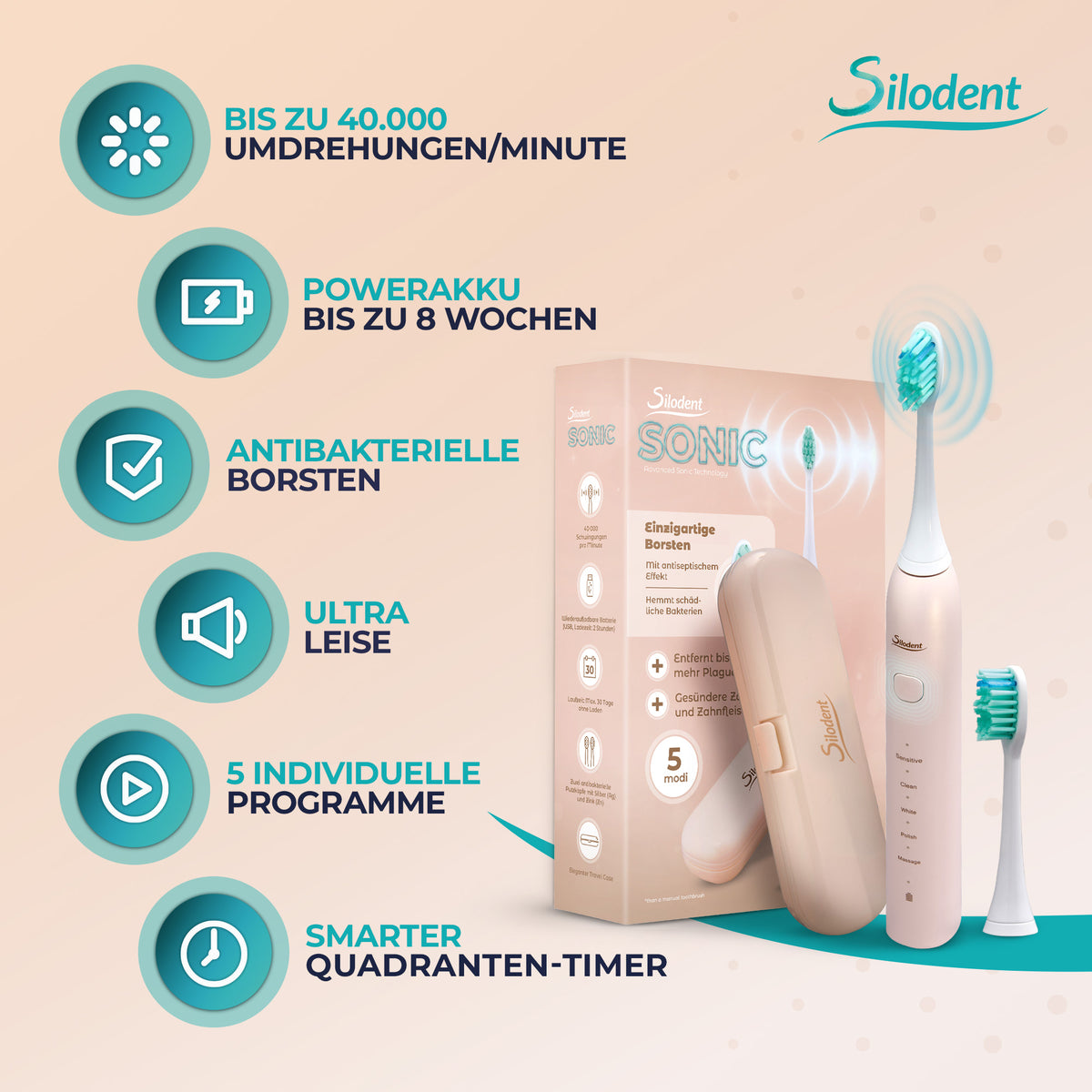 Silodent Schallzahnbürste Champagne