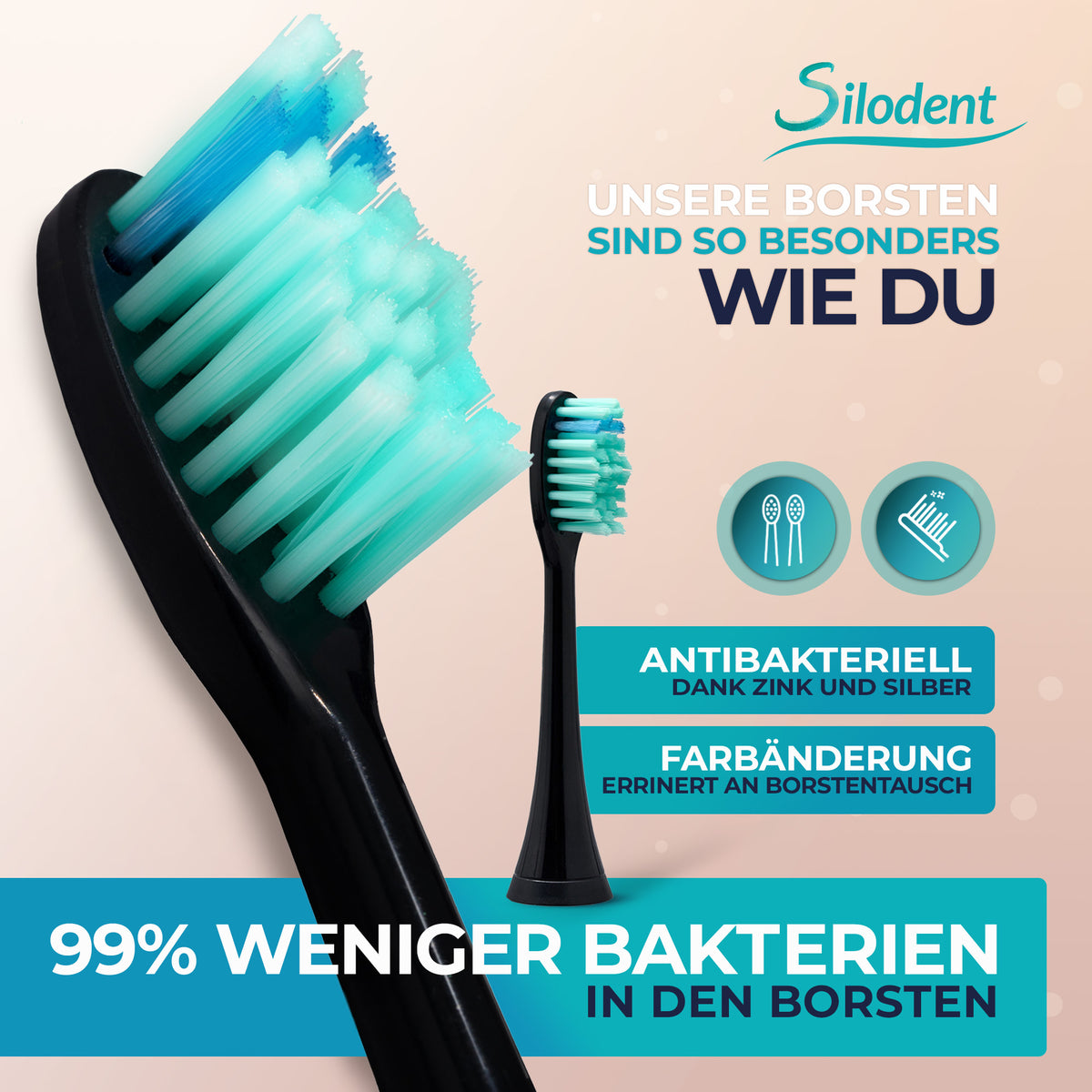 Silodent Ersatz-Borstenköpfe Schwarz